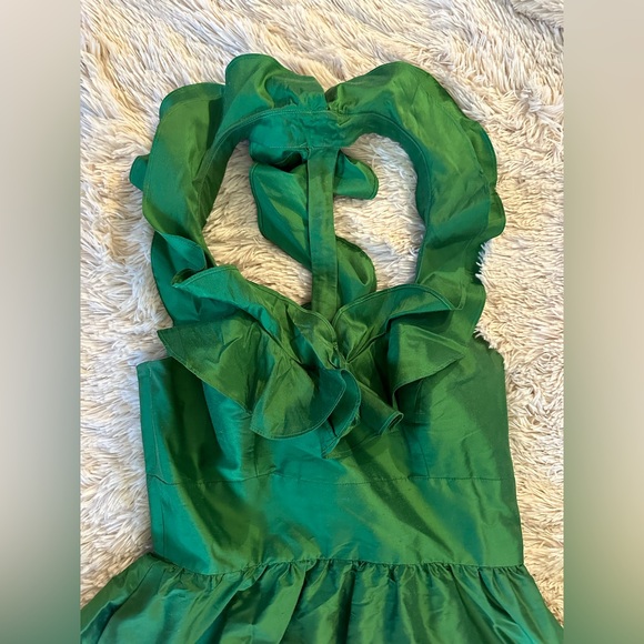 Lynn Lugo Women’s Size 8 Green Frilly Fun Silk Dress - Picture 8 of 8